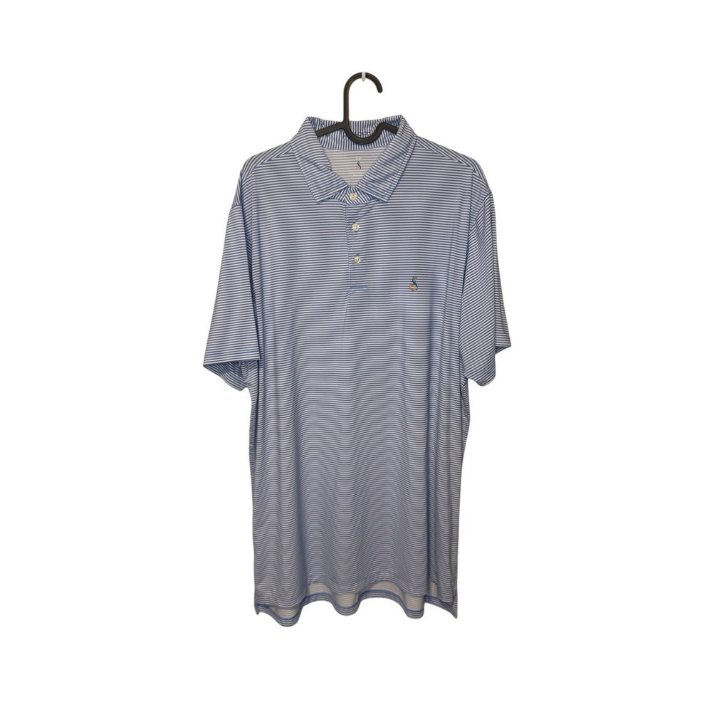 Draddy Sport Blue Striped Golf Polo Shirt Mens